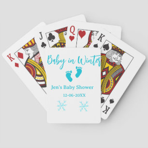 Baby in Winter baby shower Blue baby feet sneeuwvl Pokerkaarten