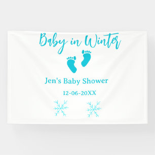 Baby in Winter baby shower Blue baby feet sneeuwvl Spandoek