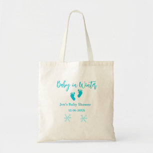 Baby in Winter baby shower Blue baby feet sneeuwvl Tote Bag