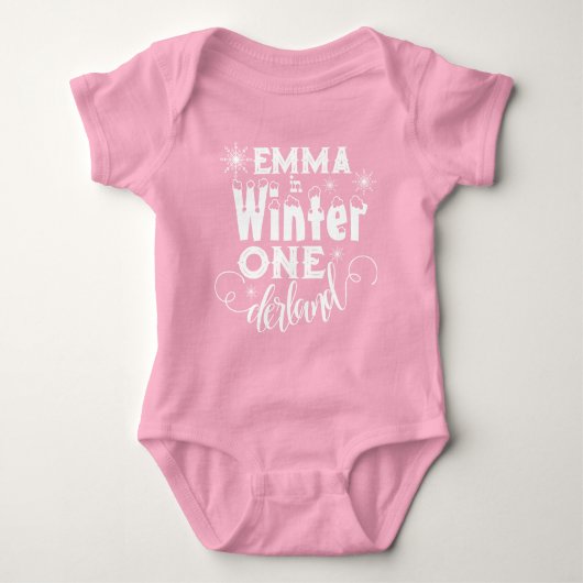 Baby in Winter Wonderland Roze Romper (Voorkant)