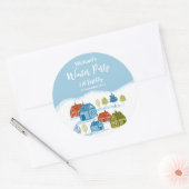 Baby in winterhuizen Birthday Party Ronde Sticker (Envelop)