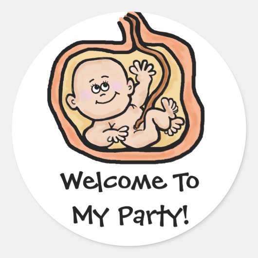 Baby in Womb Baby shower Stickers (Voorkant)