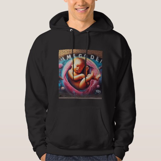 Baby in Womb, Imago Dei, Afbeelding Gods, Graffiti Hoodie (Voorkant)