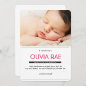 Baby in zwart, wit en roze aankondiging (Voorkant / Achterkant)