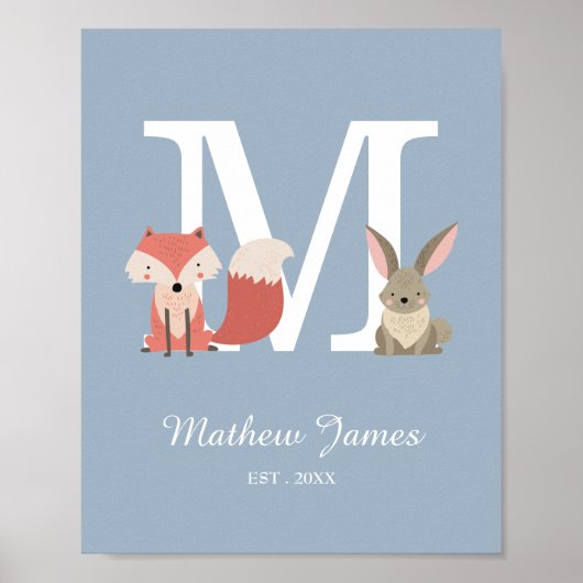 Baby Initiaal Monogram Nursery Poster (Voorkant)