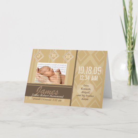 Baby Initialen Geboorteaankondiging Kaarten (Voorkant)