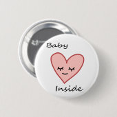 Baby Inside Heart Button Zwangere vrouwen Schuine  (Voorkant /achterkant)