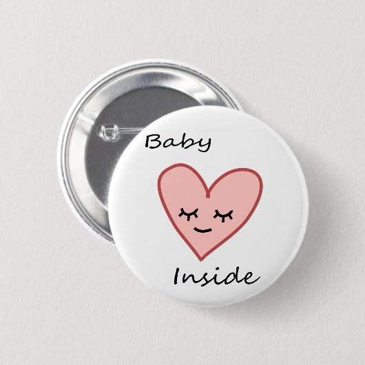 Baby Inside Heart Button Zwangere vrouwen Schuine  (Voorkant /achterkant)