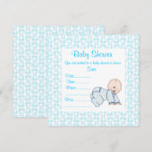 Baby INVITATIE blauw Kaart (Voorkant / Achterkant)