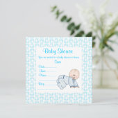 Baby INVITATIE blauw Kaart (Staand voorkant)