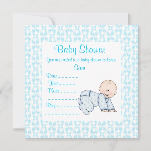 Baby INVITATIE blauw Kaart (Voorkant)