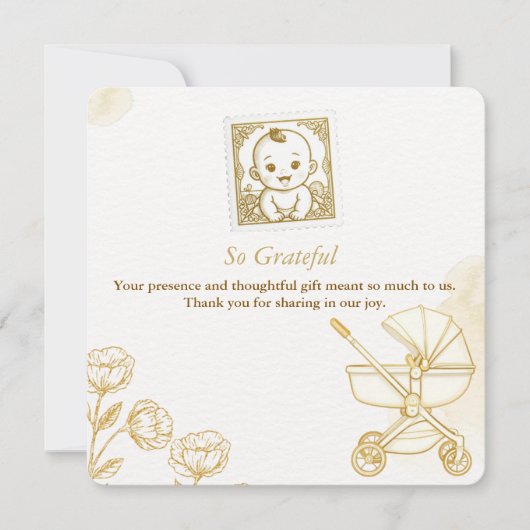Baby Invitation - Cute Stamp Bedankkaart (Voorkant)