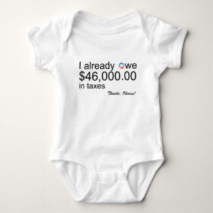 Baby is $46.000 verschuldigd in belastingen romper