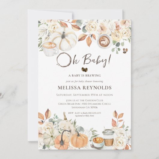 Baby is aan het brouwen | Autumn Coffee Baby showe Kaart (Voorkant)