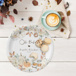Baby is aan het brouwen | Autumn Coffee Baby showe Papieren Bordje<br><div class="desc">Herfstkoffie thema baby shower met "Oh Baby!" tekst met koffiering verwerkt in het ontwerp. De herfst heeft ons opgeslokt. En als je een baby shower plant voor jezelf of een geliefde, waarom zou je het seizoen dan niet gebruiken als inspiratie. Stoffelijke blozen, oranje goud en nootmuskaat komen samen op een...</div>