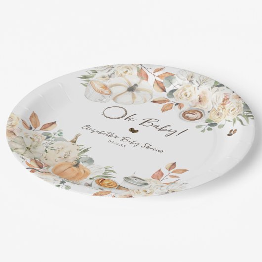 Baby is aan het brouwen | Autumn Coffee Baby showe Papieren Bordje (Gekanteld)