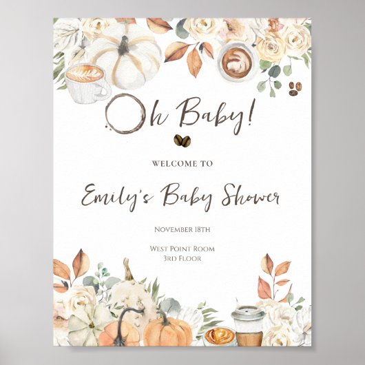 Baby is aan het brouwen | Autumn Coffee Baby showe Poster (Voorkant)