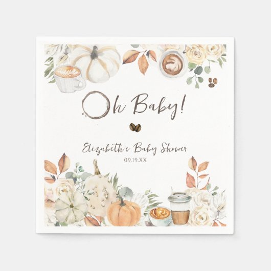 Baby is aan het brouwen | Autumn Coffee Baby showe Servet (Voorkant)