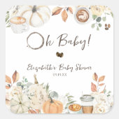 Baby is aan het brouwen | Autumn Coffee Baby showe Vierkante Sticker (Voorkant)
