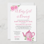 Baby is Baby shower van de Roze Teapot van de Bree Kaart (Voorkant)