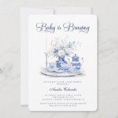 Baby is Bewing Chinnosserie Baby shower Tea Party Kaart (Voorkant)