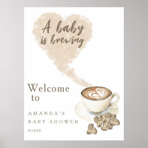 Baby is bezig met het opzetten van Welcome Coffee  Poster
