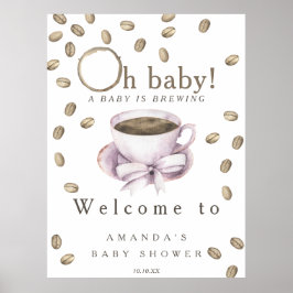 Baby is bezig met het opzetten van Welcome Coffee  Poster