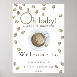 Baby is bezig met het opzetten van Welcome Coffee  Poster