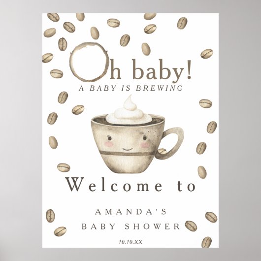 Baby is bezig met het opzetten van Welcome Coffee  Poster (Voorkant)
