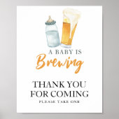 Baby is bier aan het brouwen Bedankt voor je komst Poster (Voorkant)