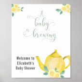 Baby is Breedgeel Teapot Baby shower Welkom Poster (Voorkant)