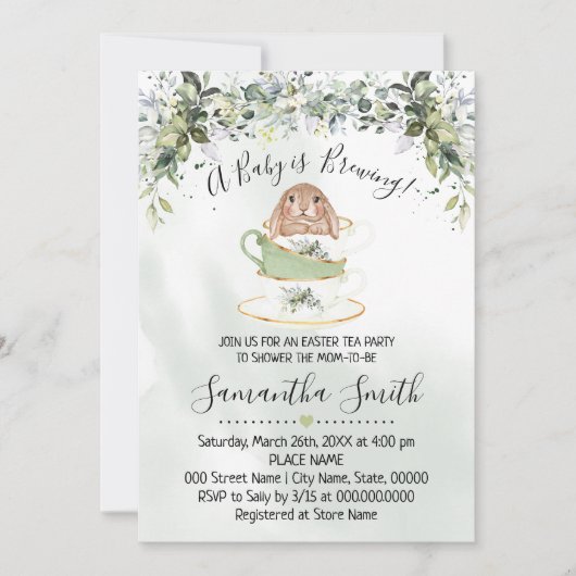 Baby is Breedgroene paastheepoower Feestdagenkaart (Voorkant)