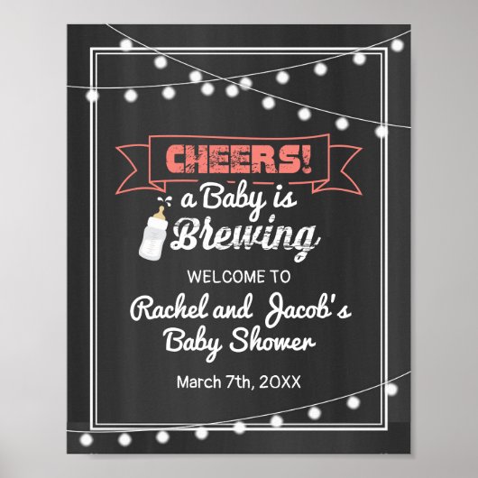 Baby is Breedkoraal- en Chalkboard Welkomstschoen Poster (Voorkant)