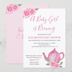 Baby is Breedroze Teapot Girl Baby shower Kaart