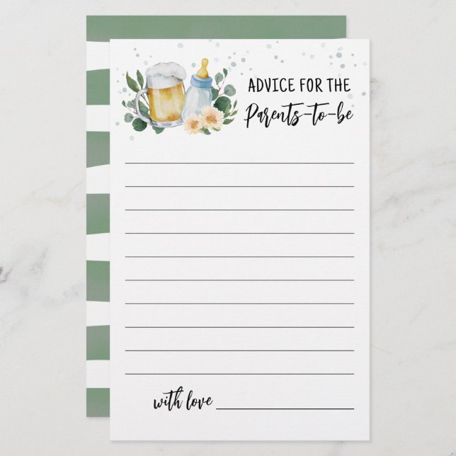 Baby Is Brewing Advies voor ouders om Kaart te zij (Voorkant / Achterkant)