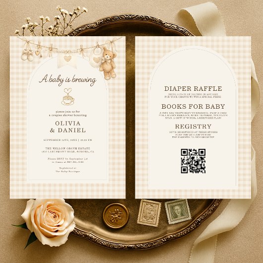 Baby is Brewing All in One Coffee Couples Shower Kaart