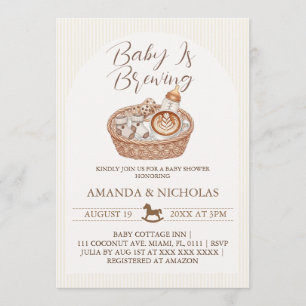 Baby Is Brewing Baby Shower Gestreepte Kaart