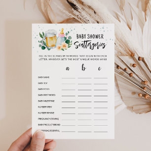 Baby Is Brewing Baby Shower Scattergories Kaart