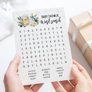 Baby Is Brewing Baby Shower Woordzoekspel Spelkaar Kaart