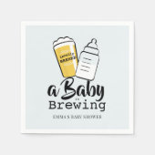 Baby is Brewing Beer Baby Bottle Blue Baby Shower Servet (Voorkant)