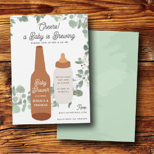 Baby is Brewing Beers & Bottles Coed Baby Shower Kaart