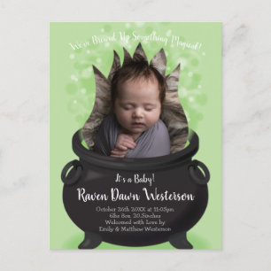 Baby is Brewing Birth Announcement Halloween Briefkaart