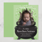 Baby is Brewing Birth Announcement Halloween Kaart (Voorkant / Achterkant)