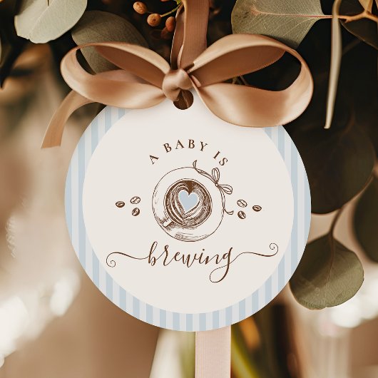 Baby Is Brewing Blauw Gestreepte Bedankjes Labels