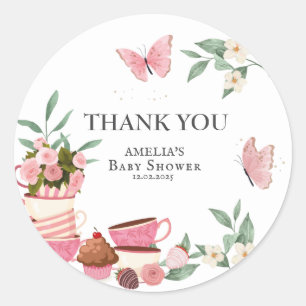 Baby is brewing bloemige theekop Baby shower cadea Ronde Sticker