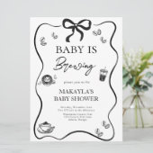 Baby is Brewing bow Coffee Espresso Baby Shower Kaart (Staand voorkant)