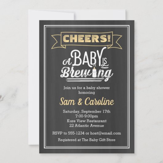 Baby is Brewing Chalkboard Baby shower Uitnodiging (Voorkant)