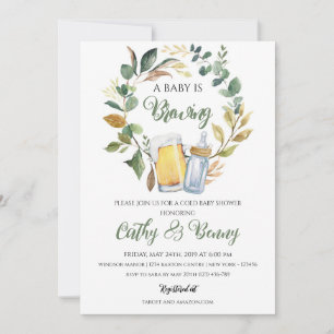 Baby is Brewing Co-ed Koppel Baby Shower Kaart