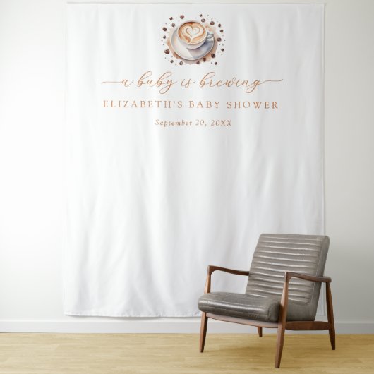 Baby is Brewing Coffee Baby shower Achtergrond Wandkleed (In situ)