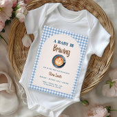 Baby is Brewing Coffee Baby Shower Blue Gingham Kaart